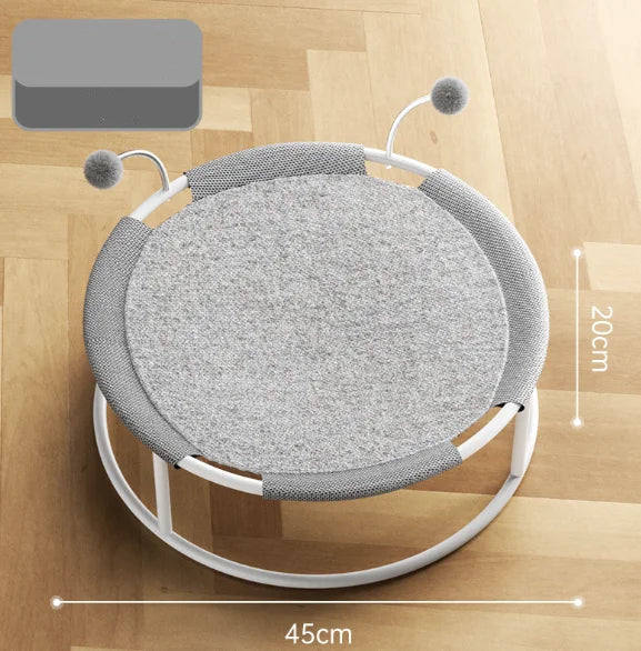 Washable Mesh Cat Bed Hammock with Spring Pom-Pom Fun – Your Pet's Favorite Hangout for Lazy Days!