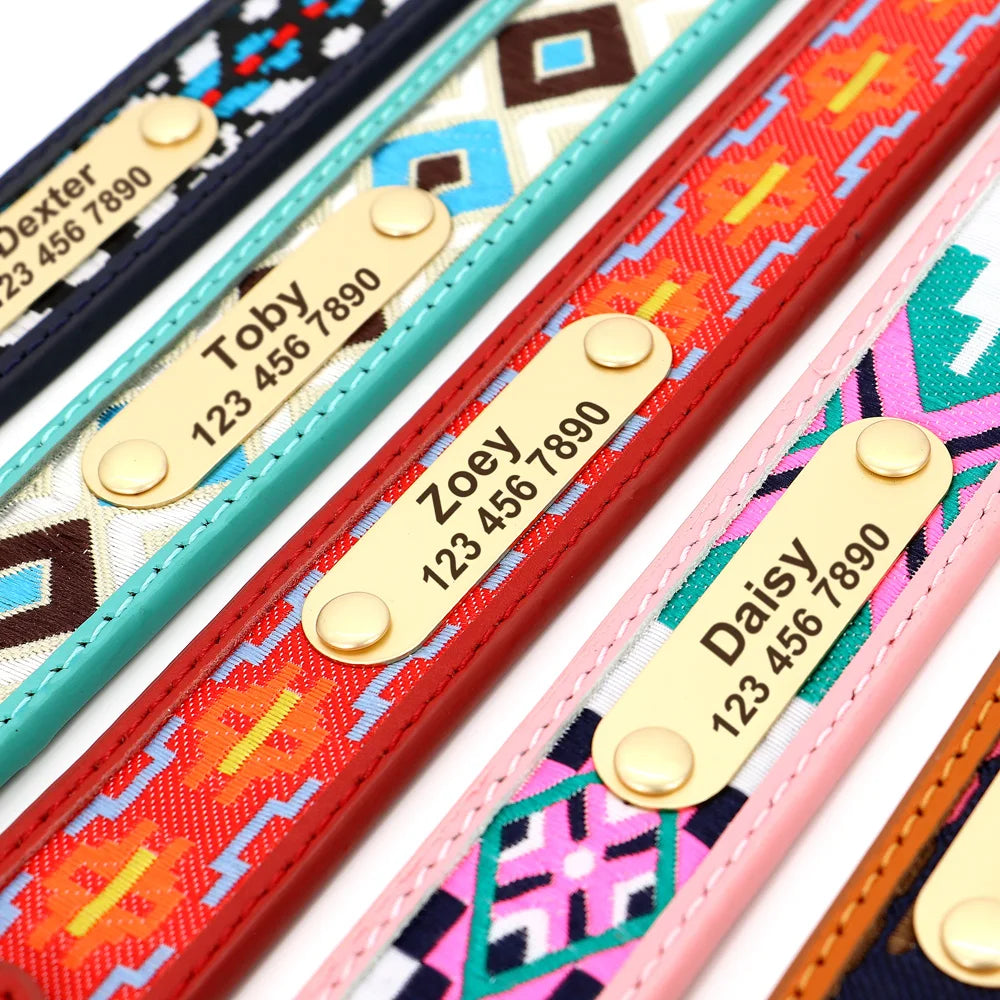 Ethnic Embroidery Personalized Dog Collar – Stylish, Customizable & Perfect for All Breeds