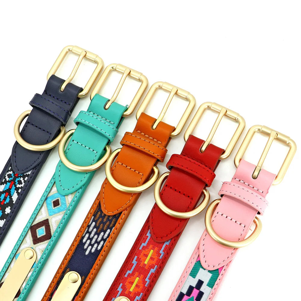 Ethnic Embroidery Personalized Dog Collar – Stylish, Customizable & Perfect for All Breeds