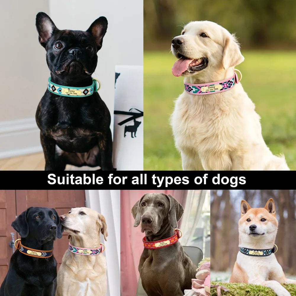 Ethnic Embroidery Personalized Dog Collar – Stylish, Customizable & Perfect for All Breeds