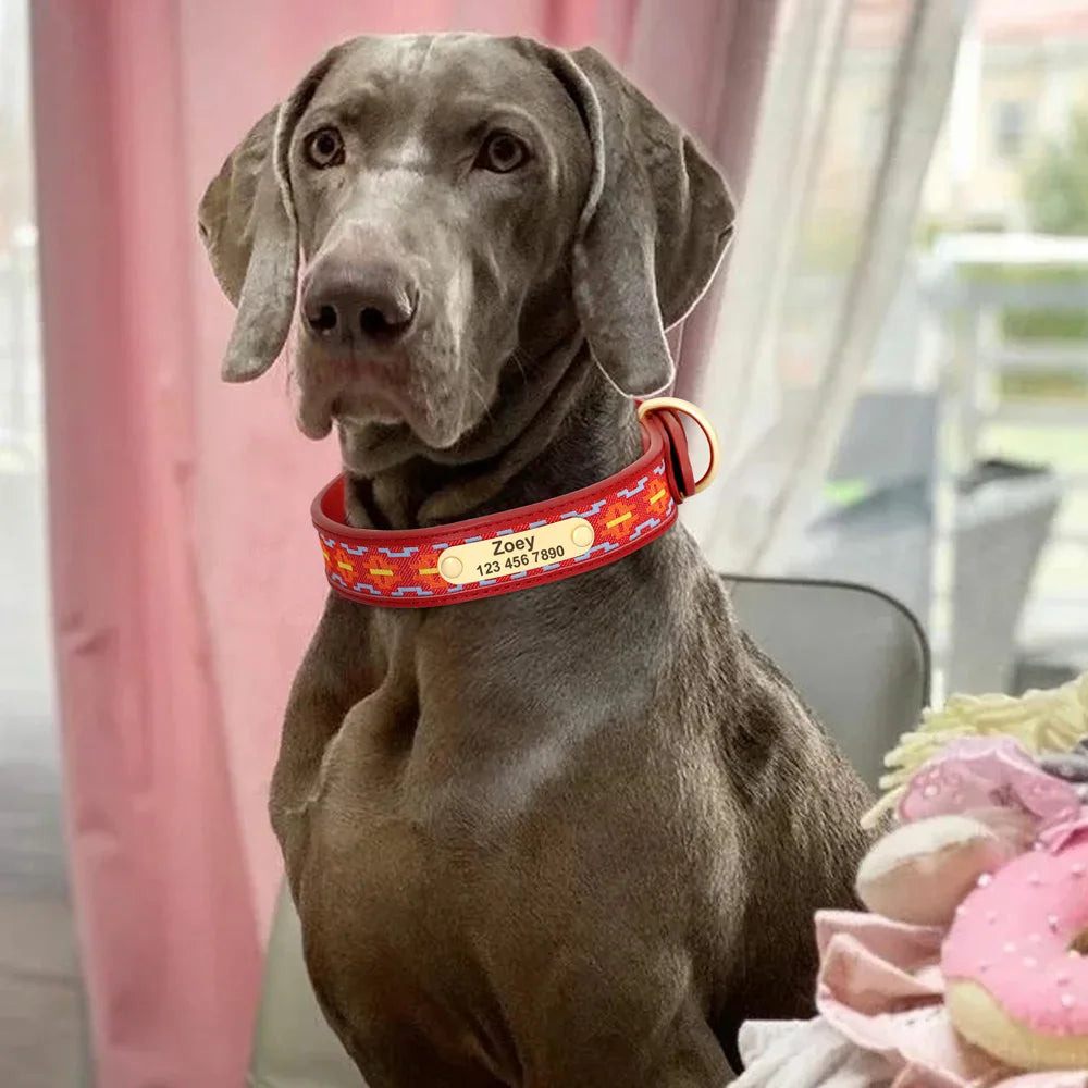 Ethnic Embroidery Personalized Dog Collar – Stylish, Customizable & Perfect for All Breeds