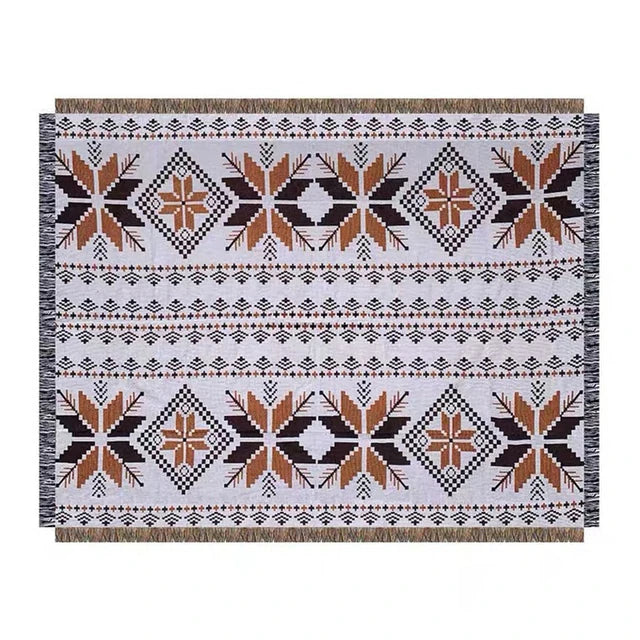 Cozy Geometric Cotton-Linen Blanket for Outdoor Adventures and Pet Lovers