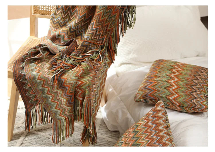 Boho-Inspired Woven Blanket – Stylish, Versatile & Retro-Chic
