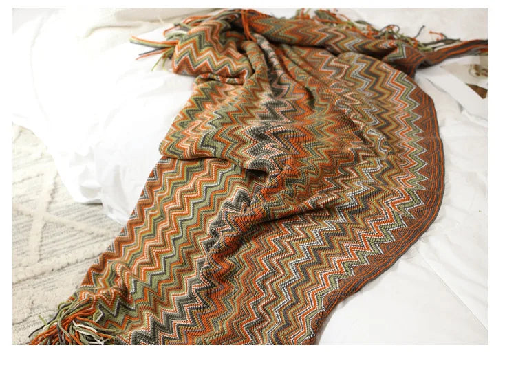 Boho-Inspired Woven Blanket – Stylish, Versatile & Retro-Chic