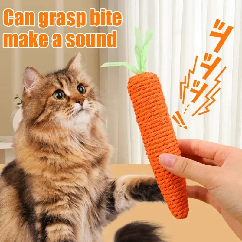 Crunchy Carrot Caper: The Chew-Tastic Toy for Pawsome Feline Fun!