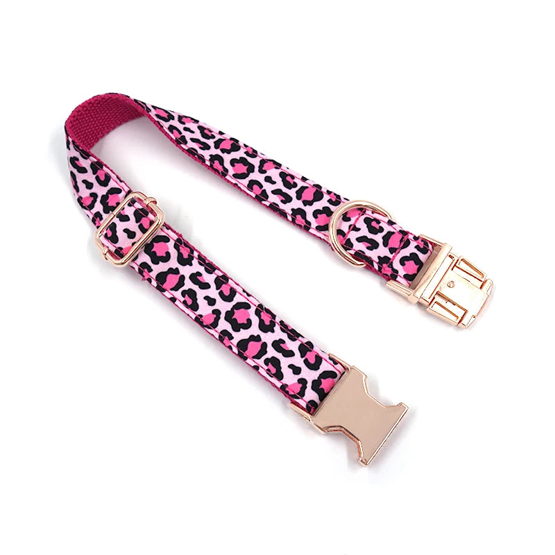 Pink Leopard Dog Harness Set – Personalized, Stylish, and Safe for Your Furry Fashionista