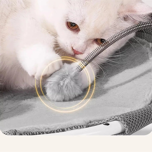 Washable Mesh Cat Bed Hammock with Spring Pom-Pom Fun – Your Pet's Favorite Hangout for Lazy Days!
