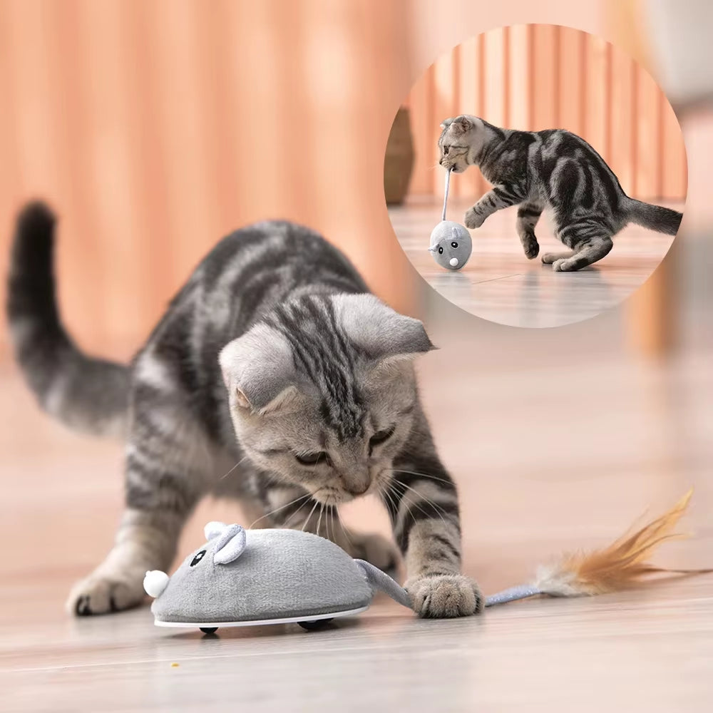 Dropshipping USB Charging Interactive Electric Stuffed Smart Mouse Pet Cat Teaser Toy