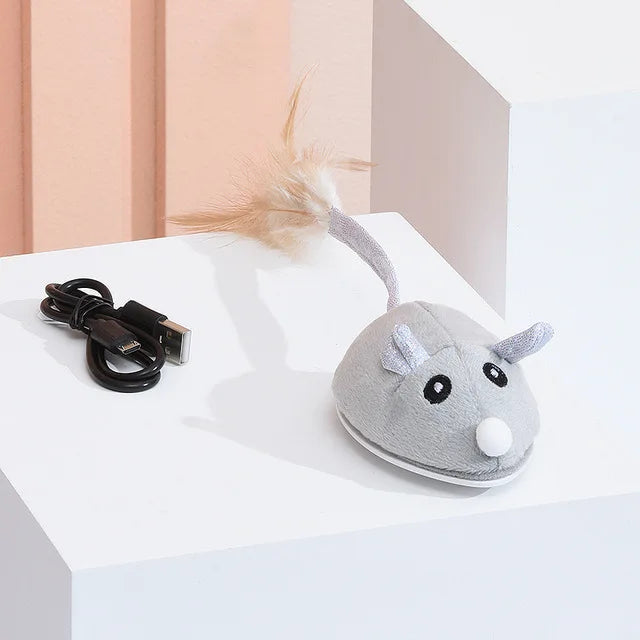 Dropshipping USB Charging Interactive Electric Stuffed Smart Mouse Pet Cat Teaser Toy