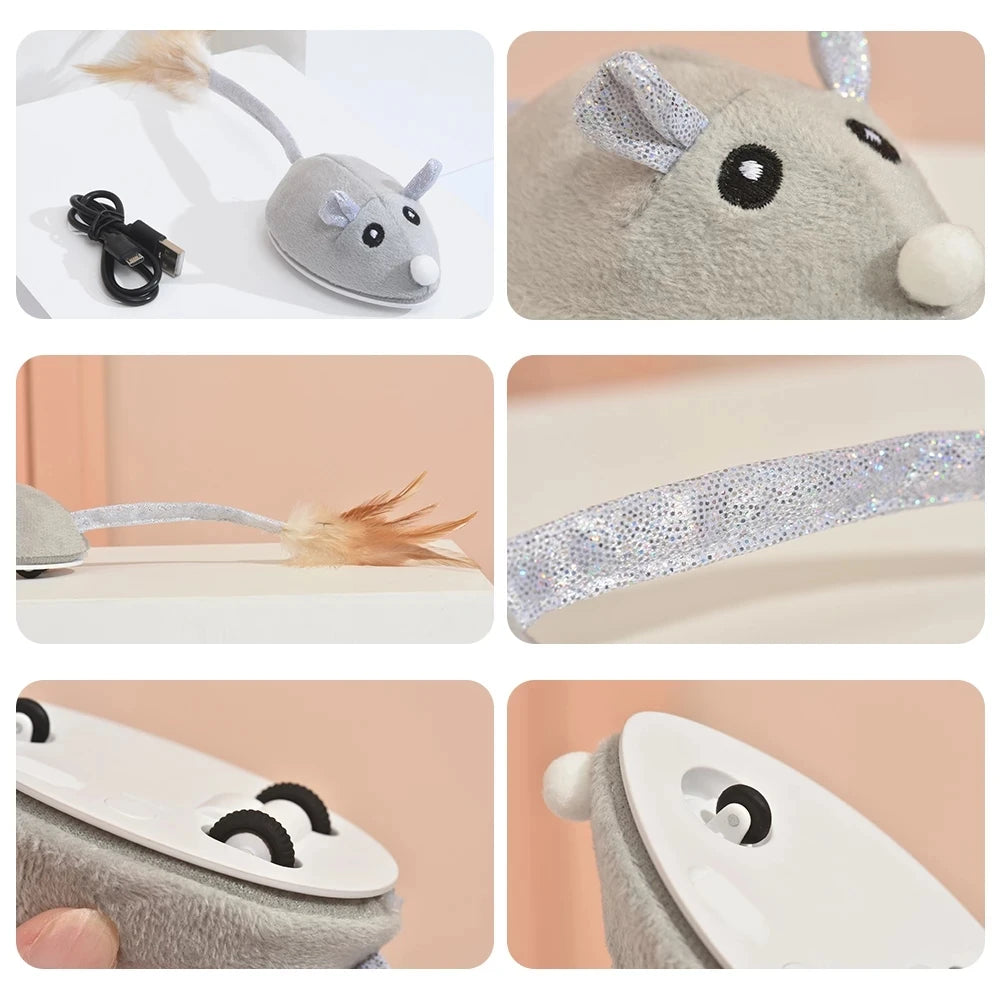 Dropshipping USB Charging Interactive Electric Stuffed Smart Mouse Pet Cat Teaser Toy