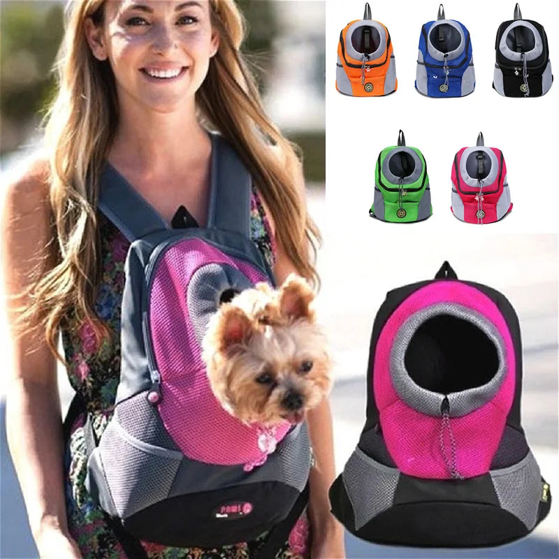 Moto Pet Adventure Gear: Double Shoulder Mesh Backpack for Your Furry Co-Pilot