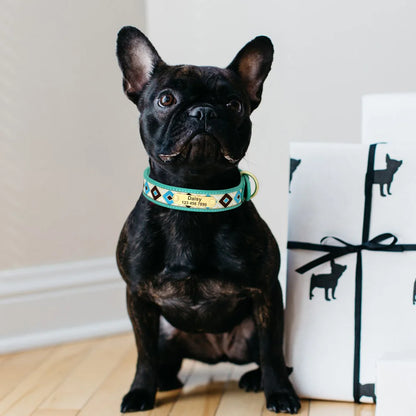 Ethnic Embroidery Personalized Dog Collar – Stylish, Customizable & Perfect for All Breeds