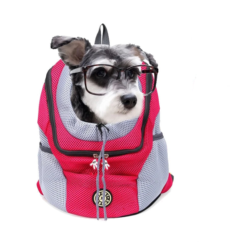 Moto Pet Adventure Gear: Double Shoulder Mesh Backpack for Your Furry Co-Pilot