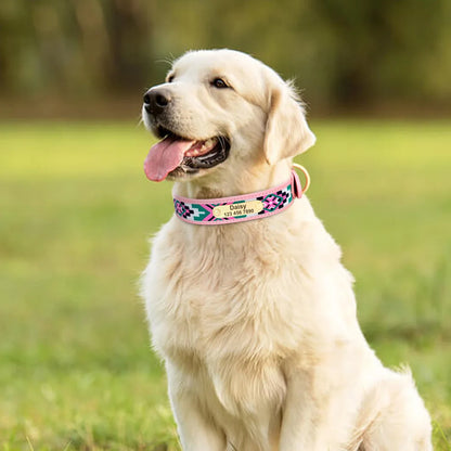 Ethnic Embroidery Personalized Dog Collar – Stylish, Customizable & Perfect for All Breeds