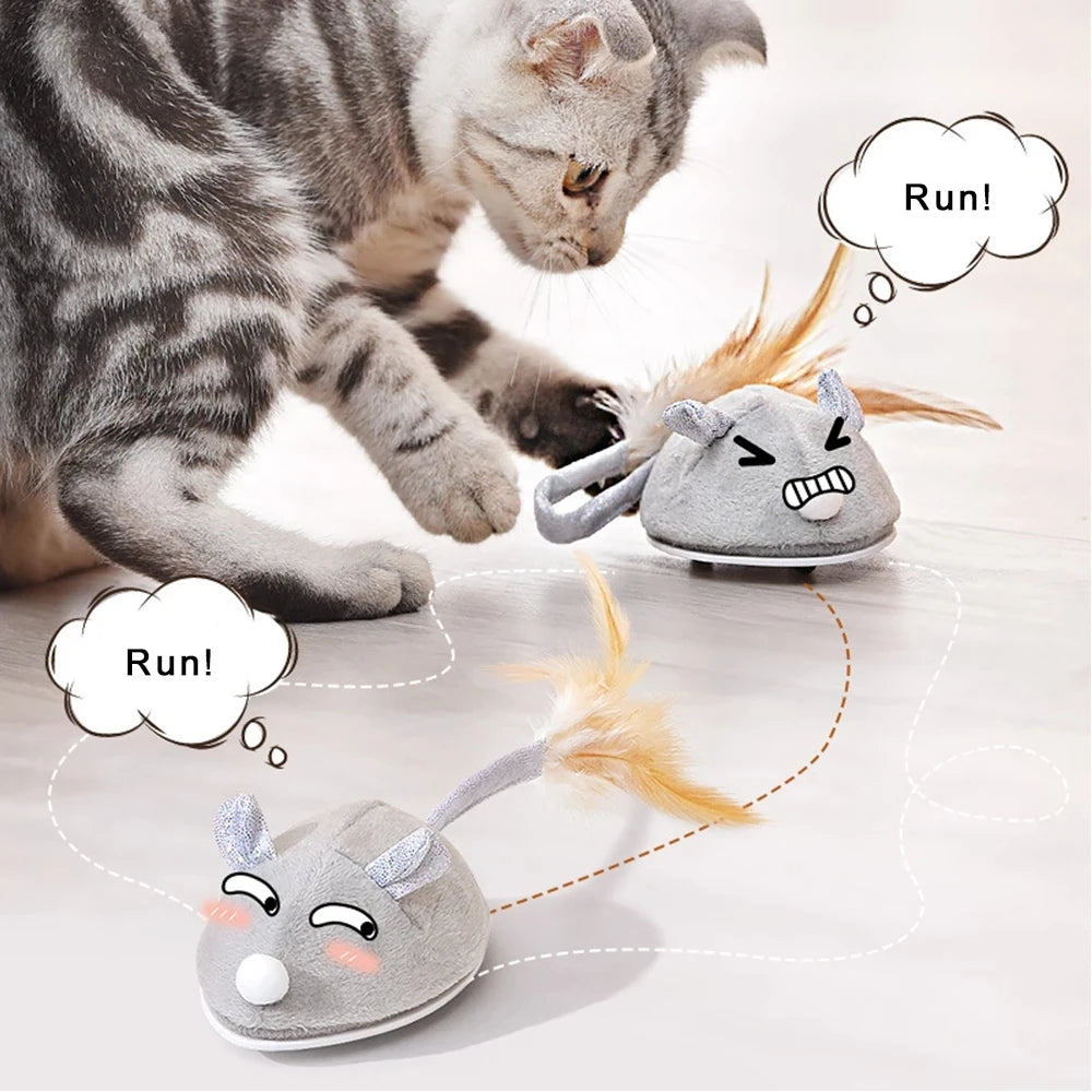 Dropshipping USB Charging Interactive Electric Stuffed Smart Mouse Pet Cat Teaser Toy