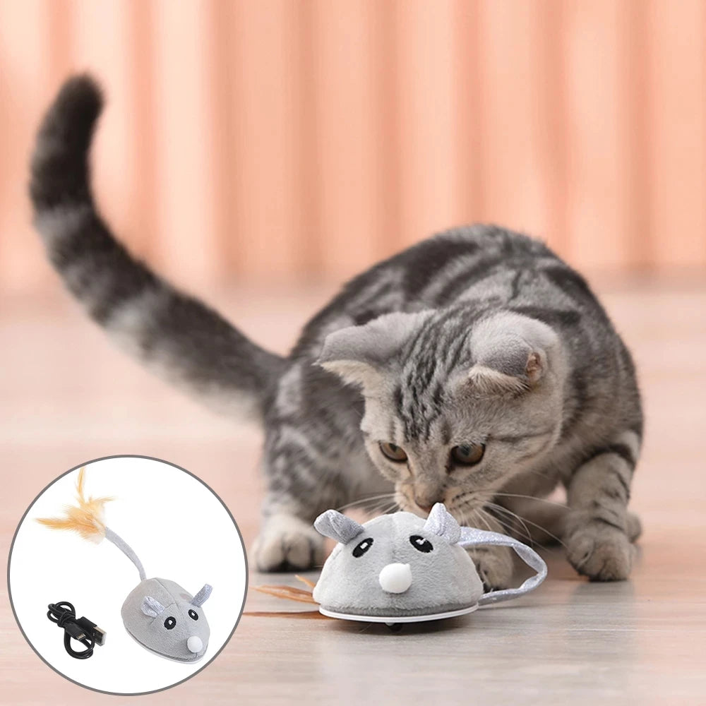 Dropshipping USB Charging Interactive Electric Stuffed Smart Mouse Pet Cat Teaser Toy