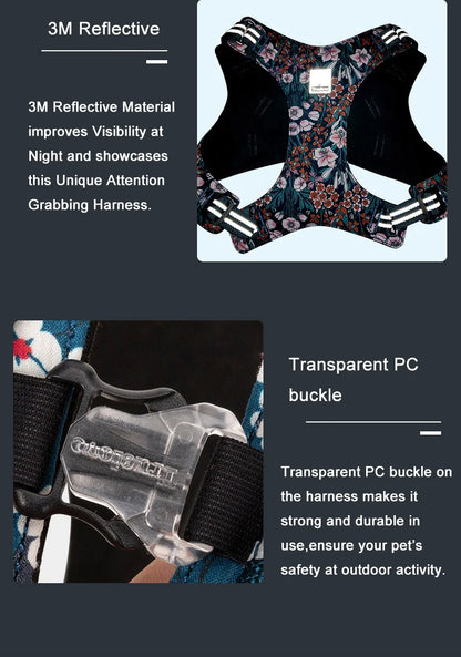 Floral Dog Harness – Stylish, Safe, and Durable for All Breeds
