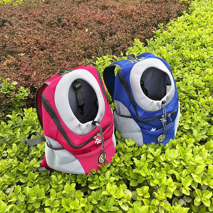 Moto Pet Adventure Gear: Double Shoulder Mesh Backpack for Your Furry Co-Pilot