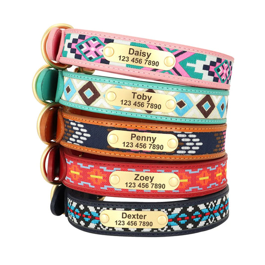Ethnic Embroidery Personalized Dog Collar – Stylish, Customizable & Perfect for All Breeds