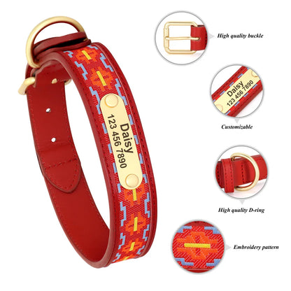 Ethnic Embroidery Personalized Dog Collar – Stylish, Customizable & Perfect for All Breeds