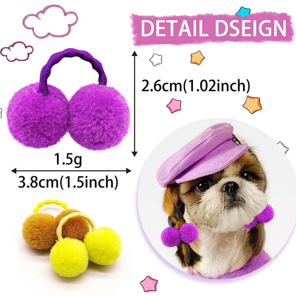 Plush Ball Pet Hair Accessories – Stylish & Fun for Your Furry Friends