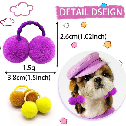Plush Ball Pet Hair Accessories – Stylish & Fun for Your Furry Friends