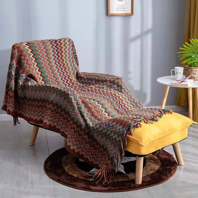 Boho-Inspired Woven Blanket – Stylish, Versatile & Retro-Chic