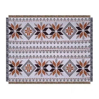 Cozy Geometric Cotton-Linen Blanket for Outdoor Adventures and Pet Lovers