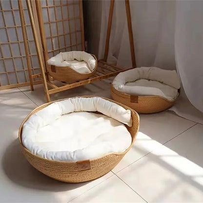 Handmade Bamboo Woven Cat Bed – Cozy, Stylish & Sustainable