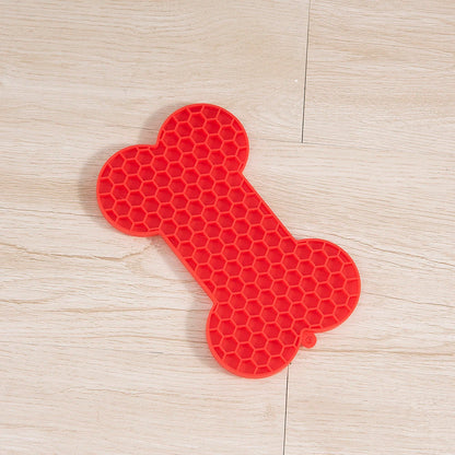 Bone-Shaped Silicone Lick Mat – Slow Feeder for Dogs
