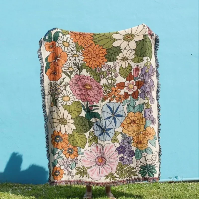 Floral Thread Blanket – Stylish, Durable & Perfect for Home and Adventures and Pet's Comfort