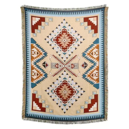 Cozy Geometric Cotton-Linen Blanket for Outdoor Adventures and Pet Lovers