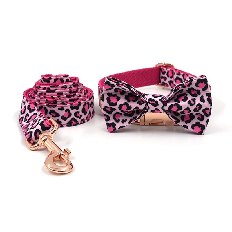 Pink Leopard Dog Harness Set – Personalized, Stylish, and Safe for Your Furry Fashionista