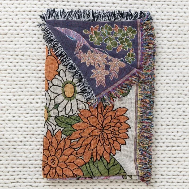 Floral Thread Blanket – Stylish, Durable & Perfect for Home and Adventures and Pet's Comfort