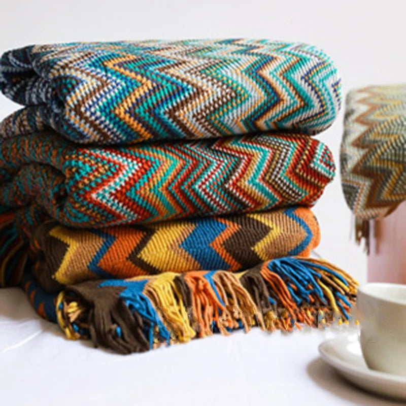 Boho-Inspired Woven Blanket – Stylish, Versatile & Retro-Chic