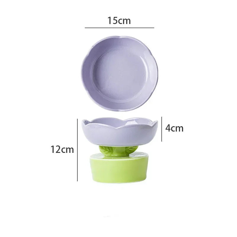 Creative Flower-Shaped Ceramic Bowl – Stylish & Perfect for Cats