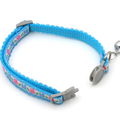 Exquisite Floral Embroidered Cat Collar – Adjustable, Lightweight & Bell-Equipped