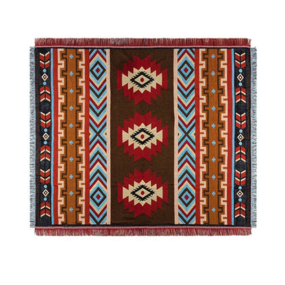 Cozy Geometric Cotton-Linen Blanket for Outdoor Adventures and Pet Lovers
