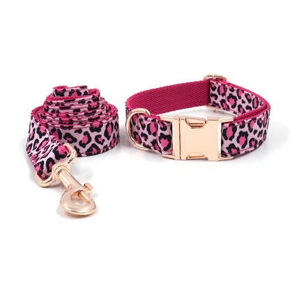Pink Leopard Dog Harness Set – Personalized, Stylish, and Safe for Your Furry Fashionista