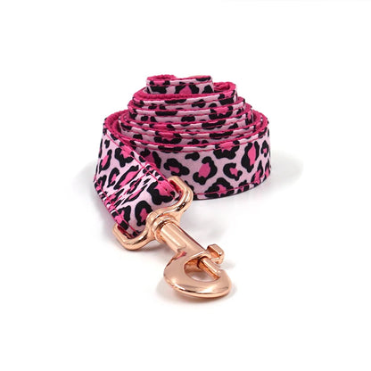 Pink Leopard Dog Harness Set – Personalized, Stylish, and Safe for Your Furry Fashionista