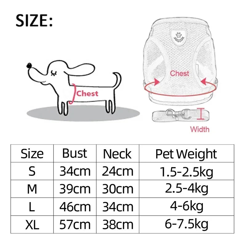 Adjustable Reflective Cat Harness & Leash Set – Soft Mesh for Cats and Small Dogs
