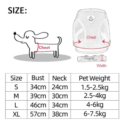 Adjustable Reflective Cat Harness & Leash Set – Soft Mesh for Cats and Small Dogs