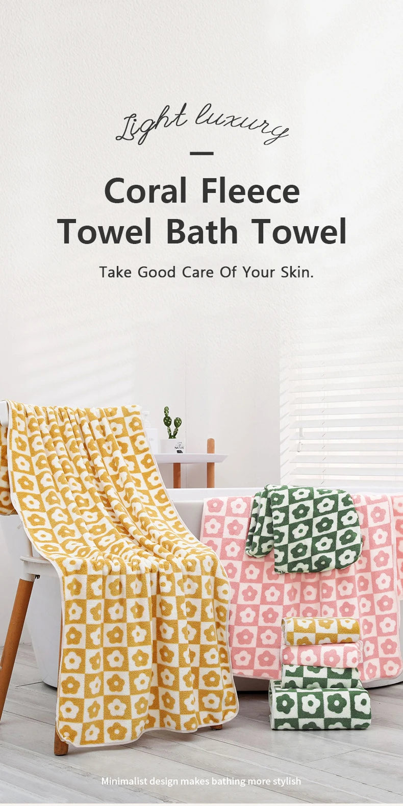 Quick-Drying Coral Fleece Flower Towels – Stylish & Practical for Daily Use