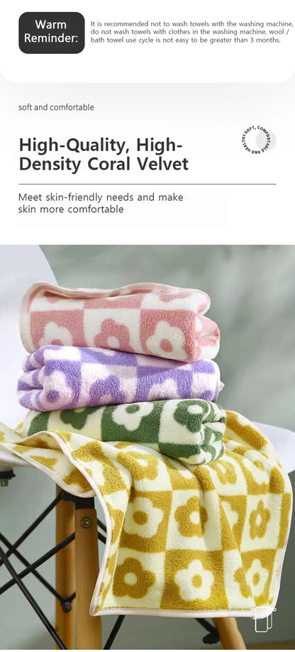 Quick-Drying Coral Fleece Flower Towels – Stylish & Practical for Daily Use