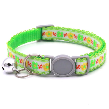 Exquisite Floral Embroidered Cat Collar – Adjustable, Lightweight & Bell-Equipped