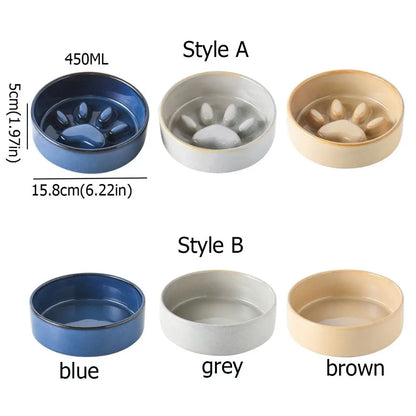 Anti-Choke Slow Feeding Japanese Ceramic Pet Bowl – Stylish & Functional for Healthy Mealtime