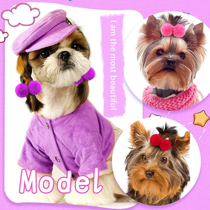 Plush Ball Pet Hair Accessories – Stylish & Fun for Your Furry Friends