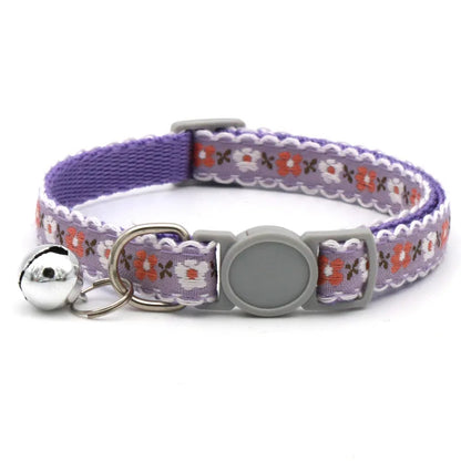 Exquisite Floral Embroidered Cat Collar – Adjustable, Lightweight & Bell-Equipped