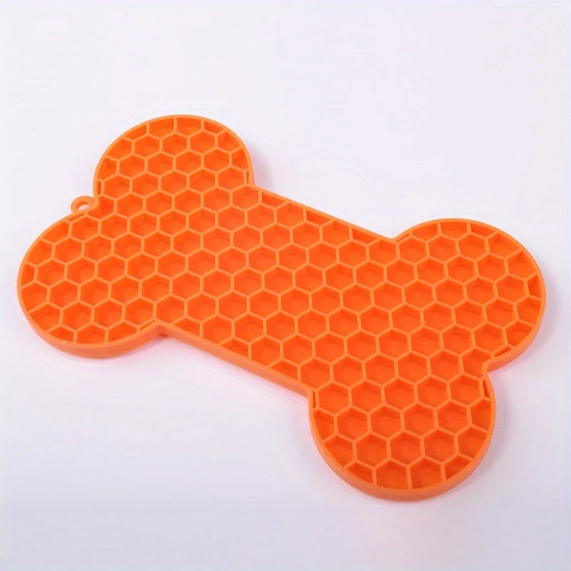 Bone-Shaped Silicone Lick Mat – Slow Feeder for Dogs