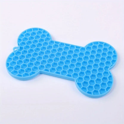 Bone-Shaped Silicone Lick Mat – Slow Feeder for Dogs
